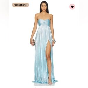 Zoa blue and silver dress with a side slit